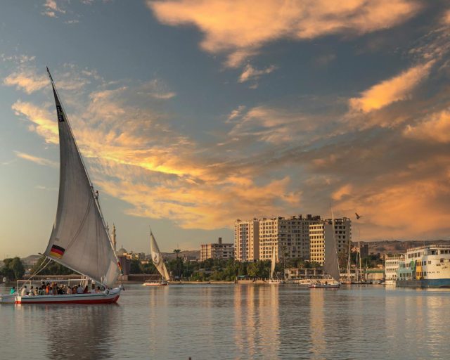 Boats in Harbor at Sunset